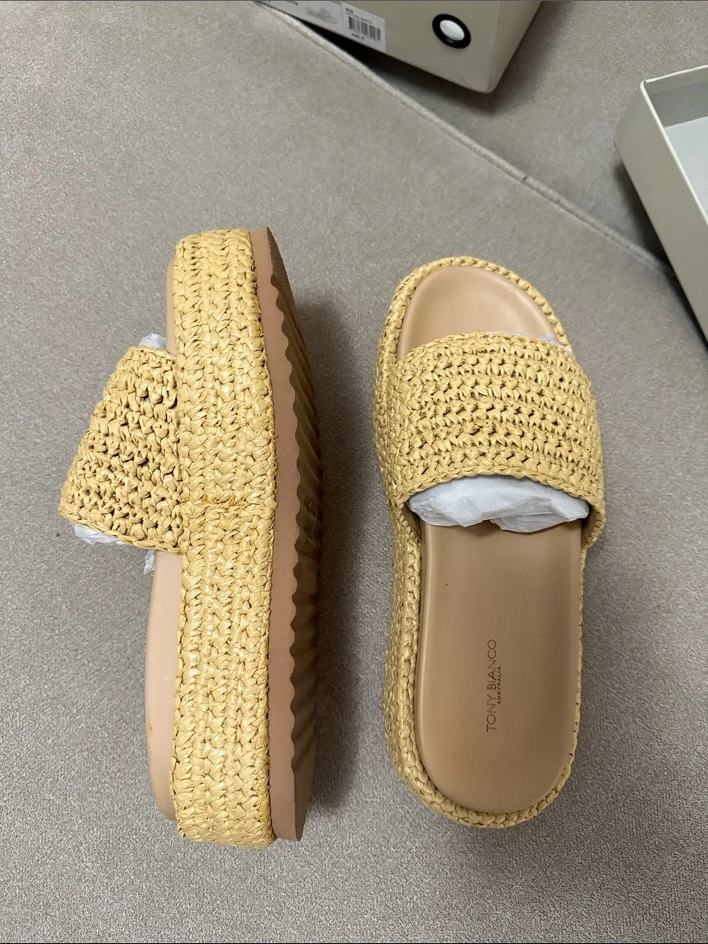 Tony Bianco Cream and Black Logo Shoe Box